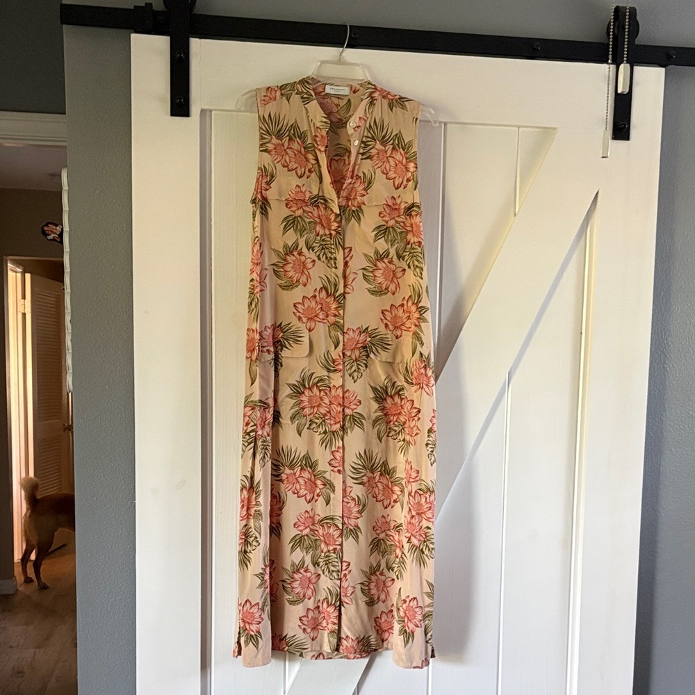 Equipment Femme Floral Maxi Dress - Subtle peach pinkish orange and green size s